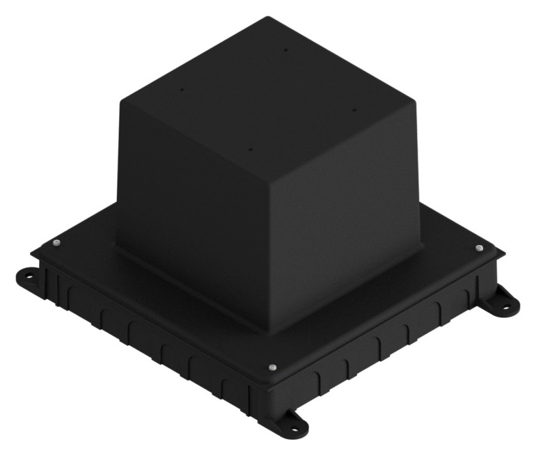 Produktbild UBD 160 198  -  Kunststoff-Einbaubox, schwarz, inkl. Styroporklotz im Inneren, oben: 170x170mm, unten: 260x310mm, H: 185mm